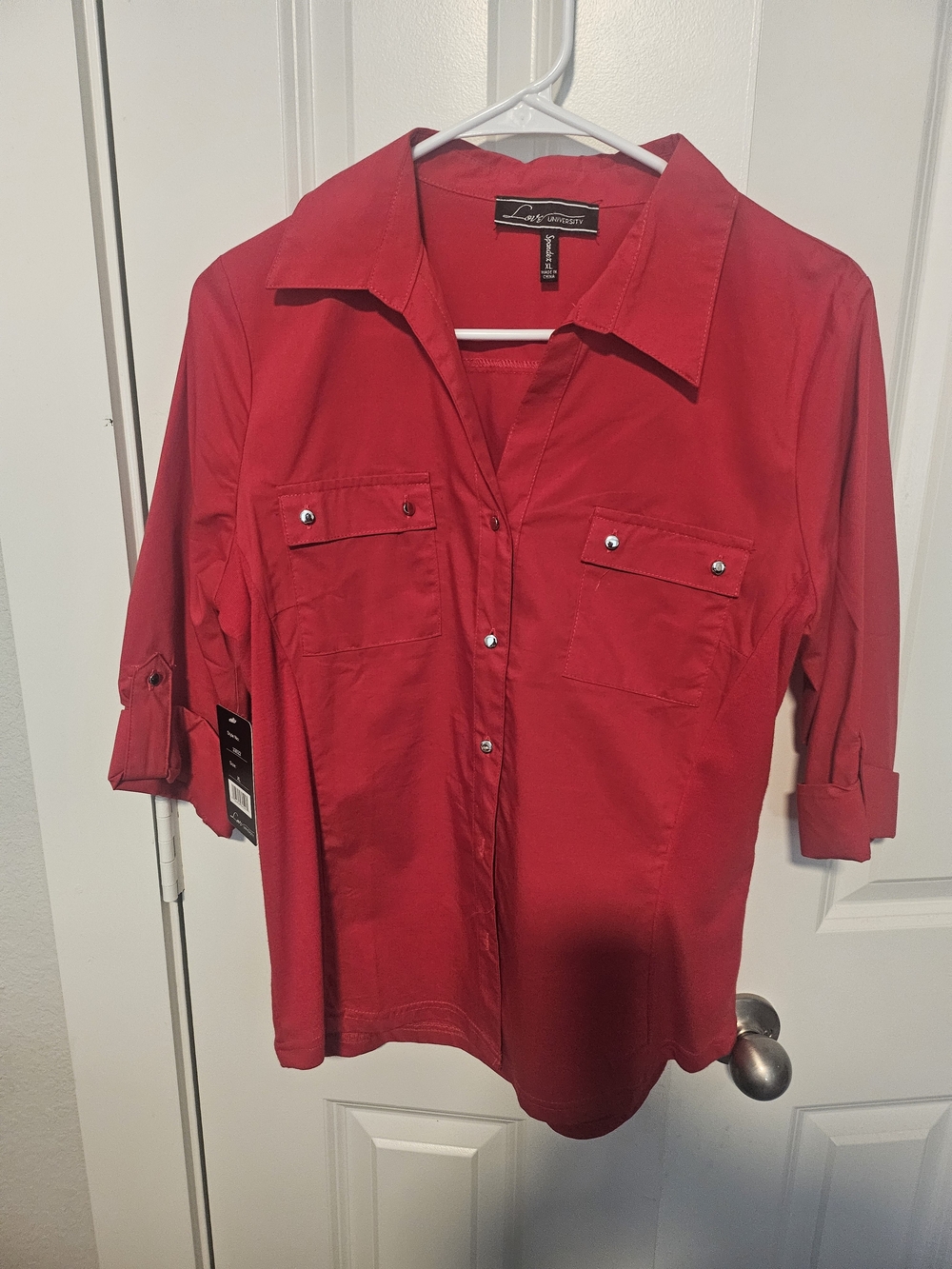 Expressions Women's Red Button-Front Shirt